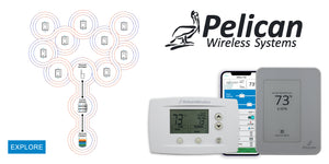 Pelican Commercial Thermostats and WebApp pictured